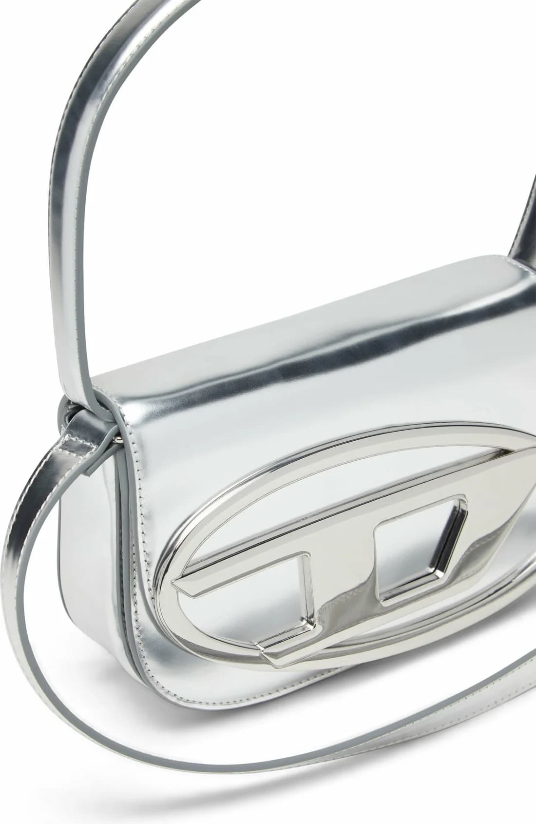 Sac à main Diesel 1DR sac iconique en cuir à bandoulière effet miroir gris vue 2