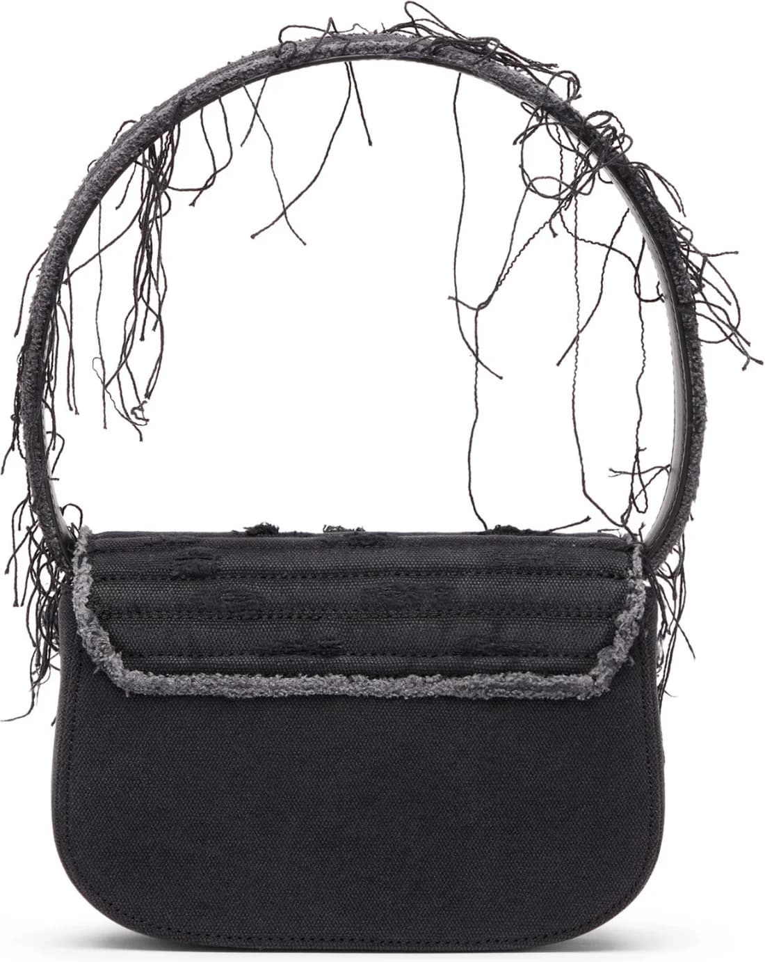 Sac à main Diesel 1DR sac iconique en toile denim noire et cuir avec bandoulière vue 2