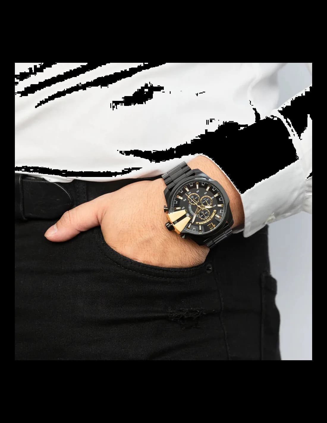 Montre Homme Diesel Mega Chief DZ4338 en acier noir vue 4