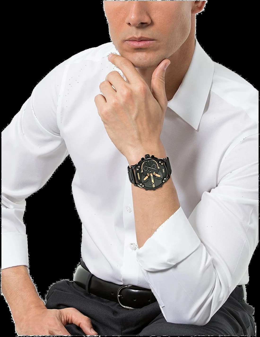 Diesel DZ7312 Mr Daddy 2.0 Black Steel Rose Gold Accents Contemporary Elegance Men's Watch vue 4