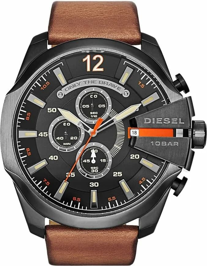 Montre Diesel DZ7415 Boltdown Multi-Cadrans en Cuir Noir vue 3
