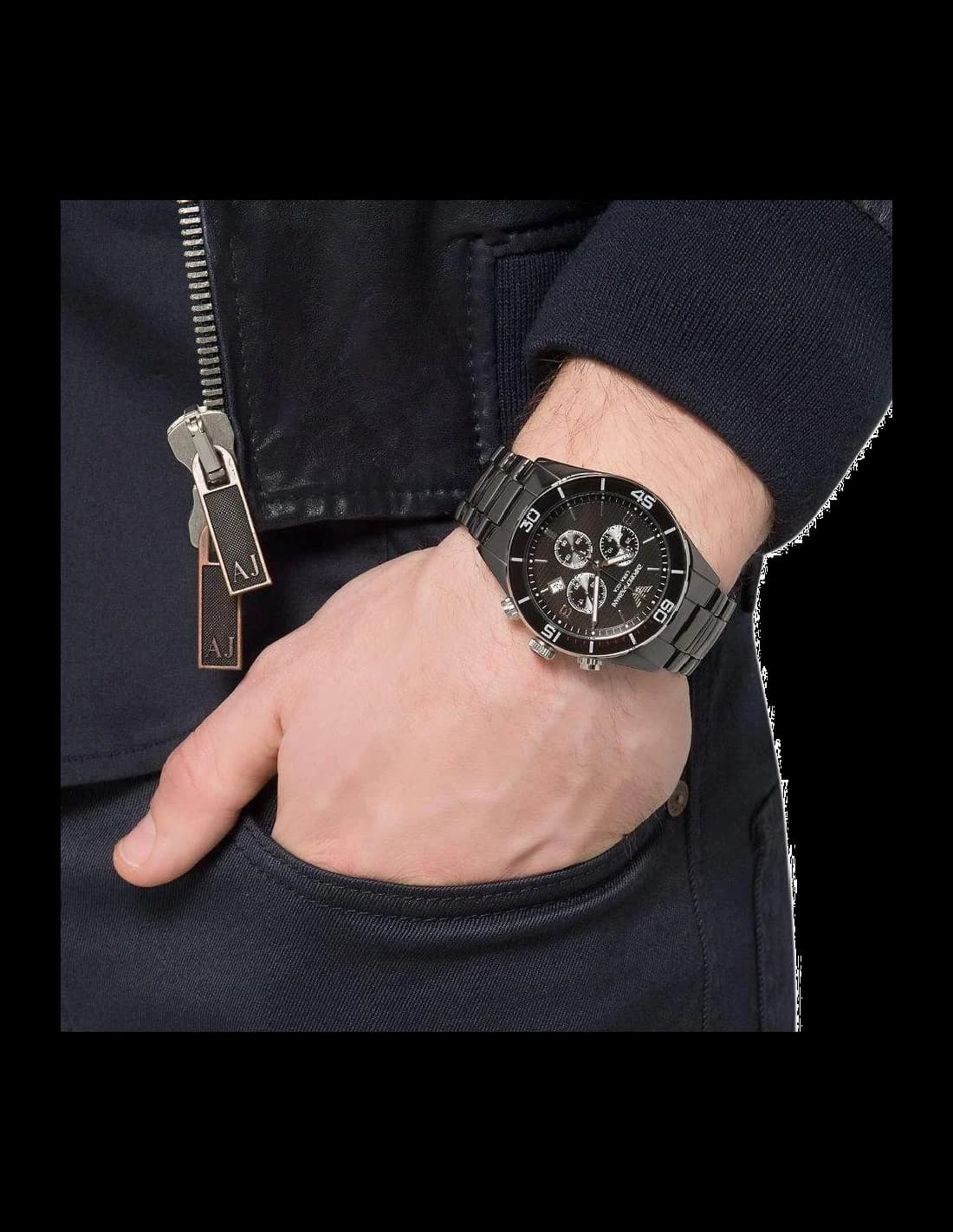 Emporio Armani AR1421 Ceramic Chronograph Black Men's Watch vue 4