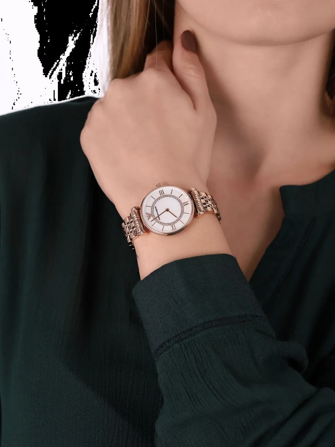 Montre Femme Emporio Armani AR1909 Acier Or Rose et Nacre vue 4