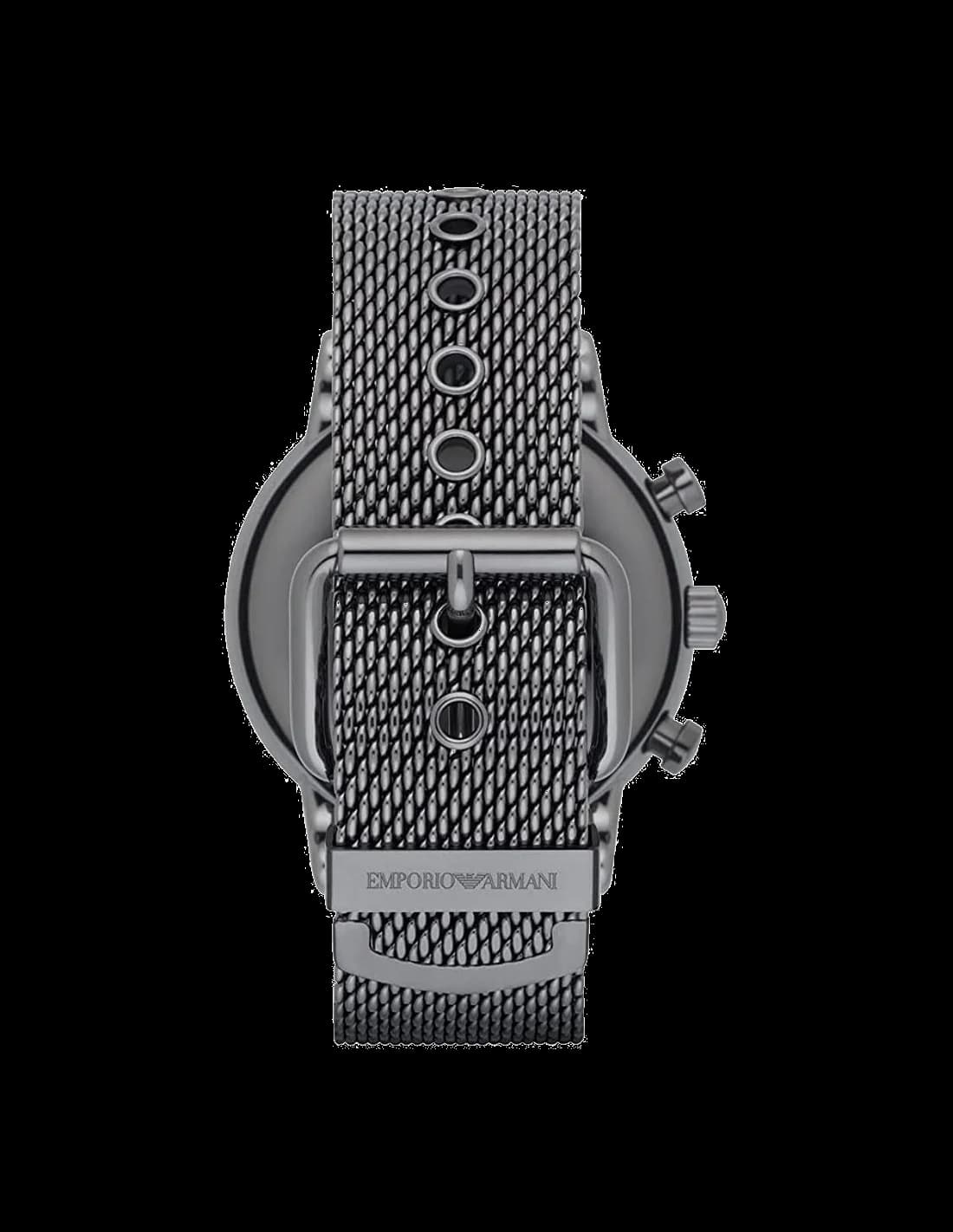 Montre Emporio Armani Luigi AR1979 Gunmetal bracelet en maille milanaise vue 3