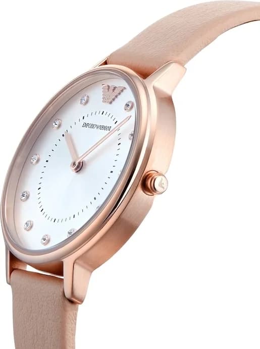 Montre Emporio Armani AR2510 Boîtier Or Rose et Cuir Nude vue 2