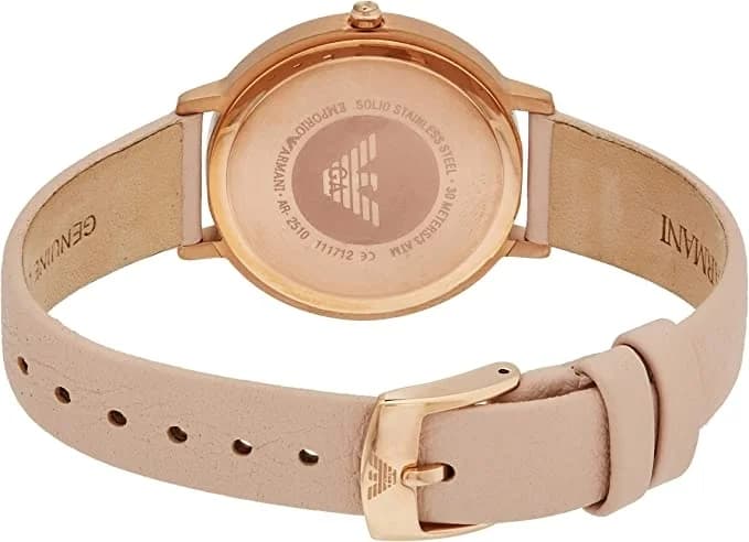 Montre Emporio Armani AR2510 Boîtier Or Rose et Cuir Nude vue 3