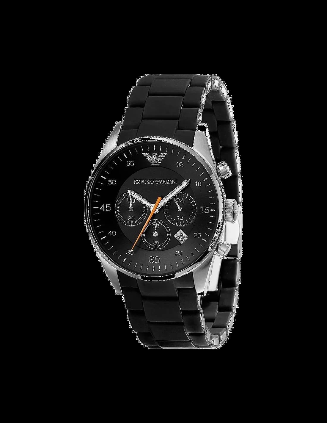 Montre Homme Emporio Armani AR5858 Bracelet Silicone Noir et Trotteuse Orange