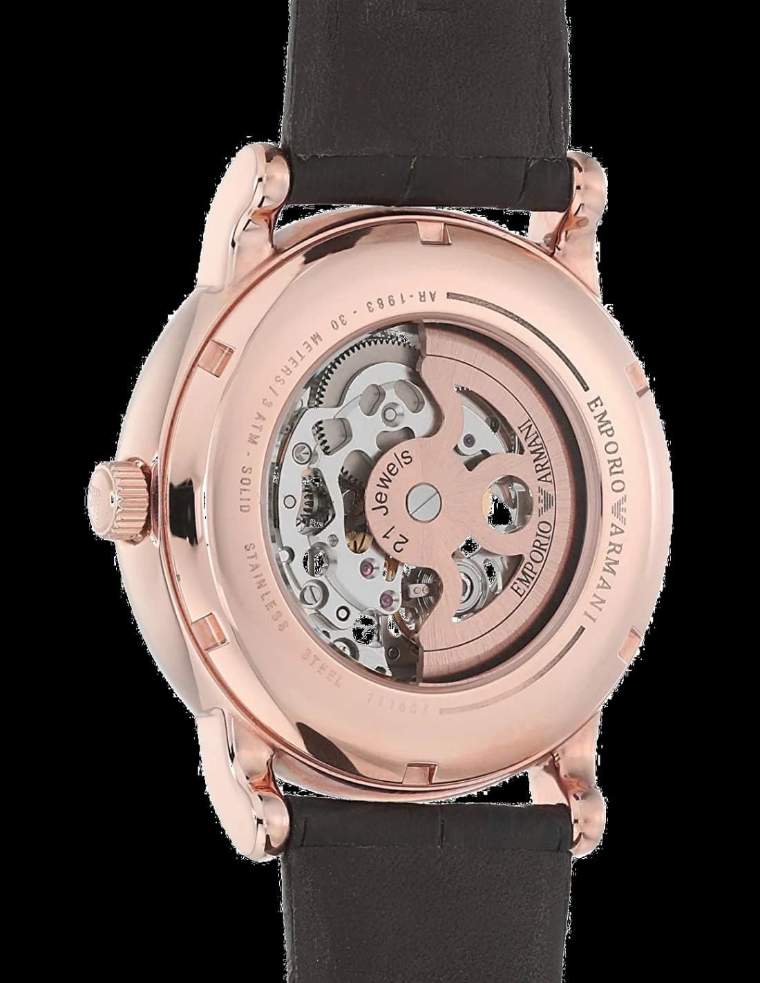 Emporio Armani AR60007 Meccanico Skeleton Automatic Leather Men's Watch vue 2