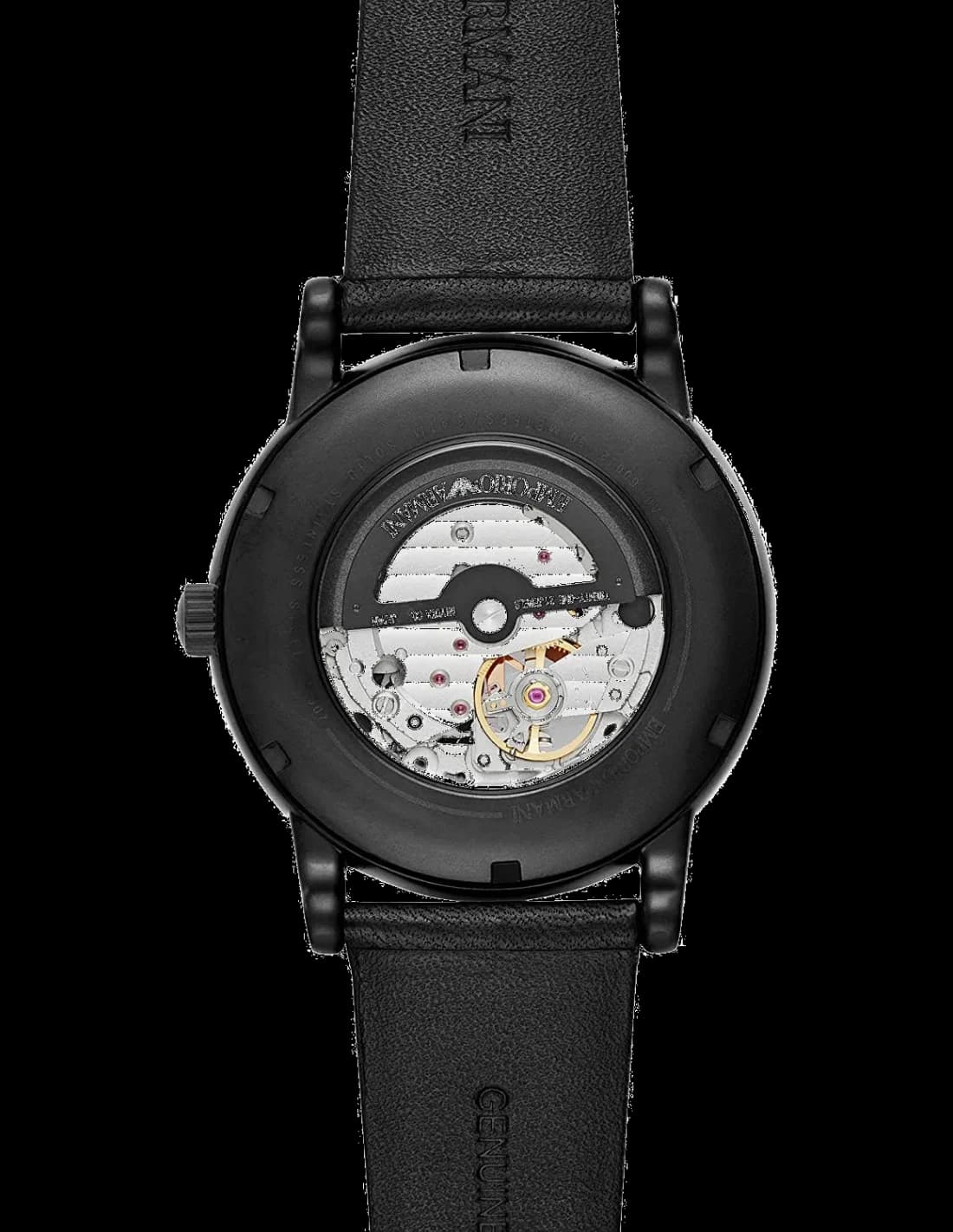Montre Emporio Armani Meccanico AR60012 squelette bracelet cuir noir vue 2