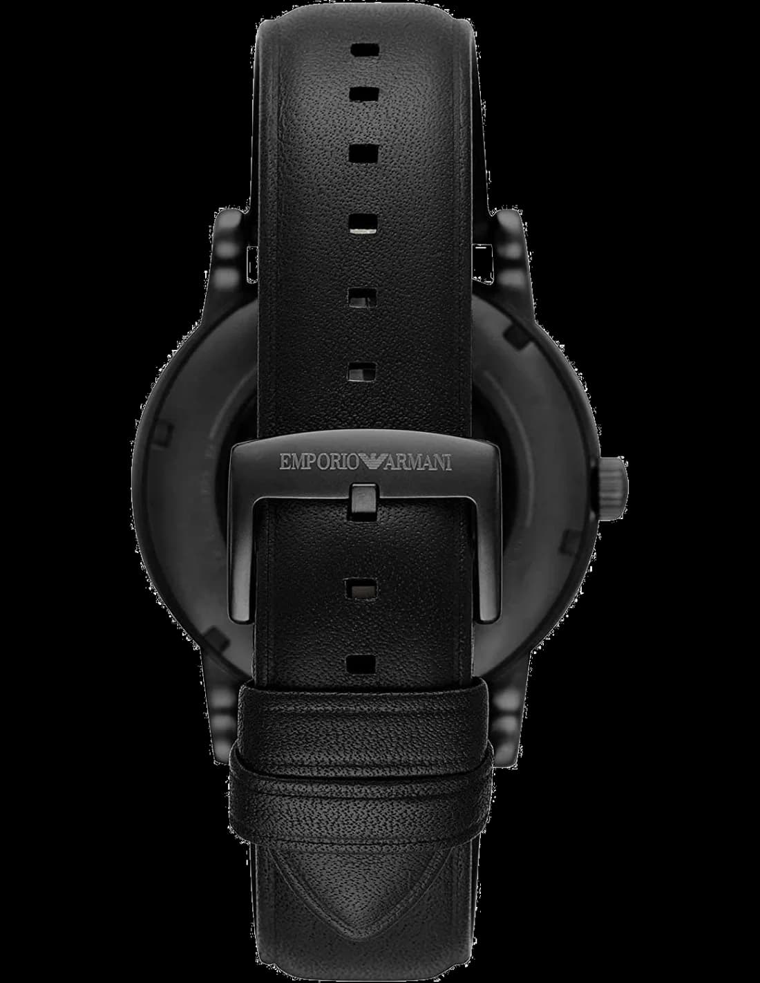 Montre Emporio Armani Meccanico AR60012 squelette bracelet cuir noir vue 3