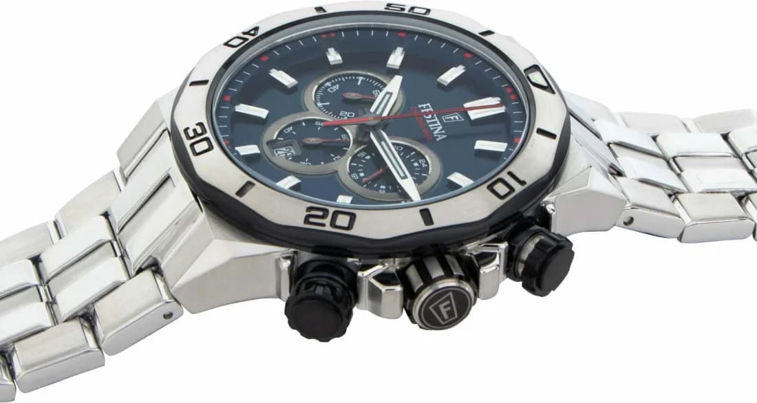 Montre Homme Festina F20448/3 Chronographe Acier Noir et Bleu vue 3