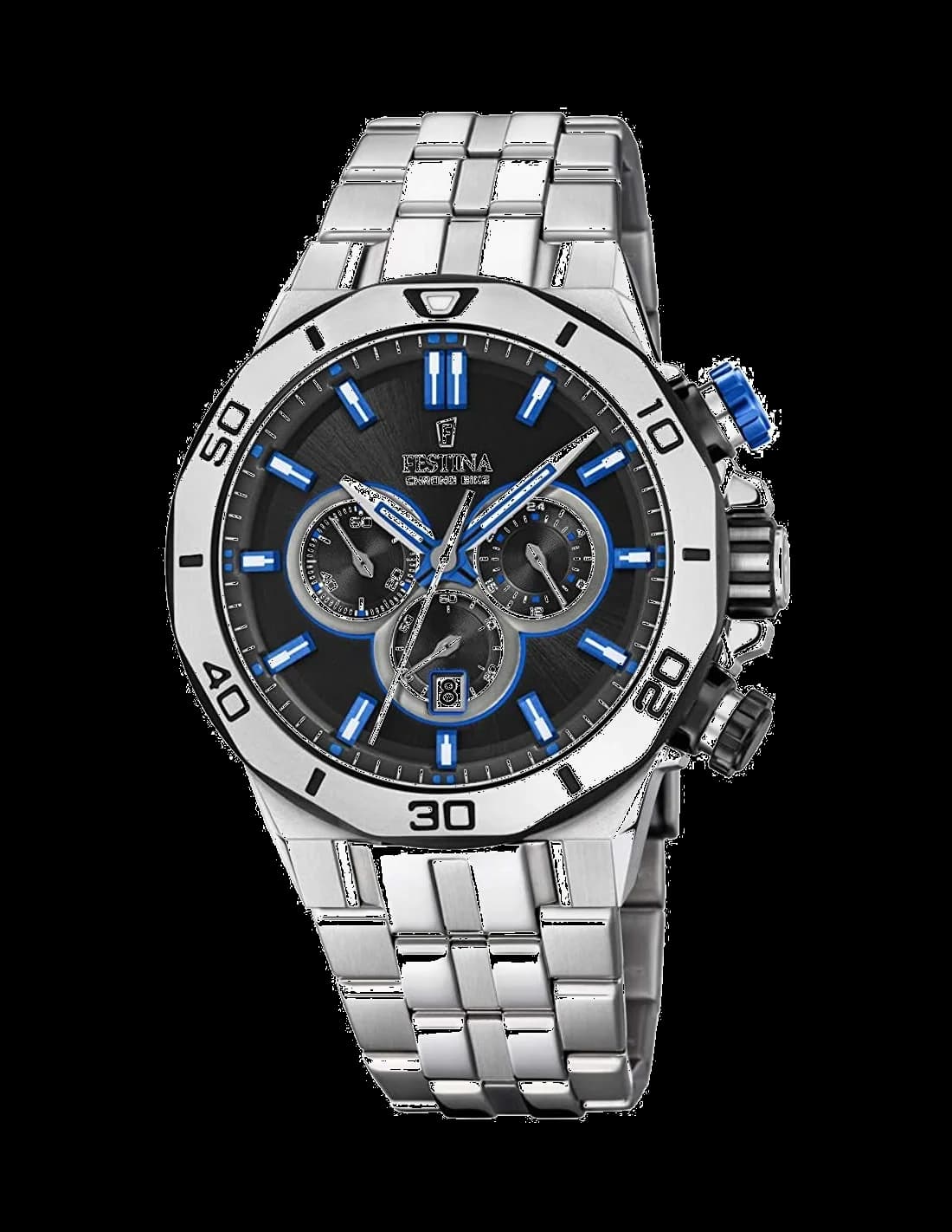 Montre Festina F20448/5 Chronographe en Acier avec Cadran Noir et Bleu