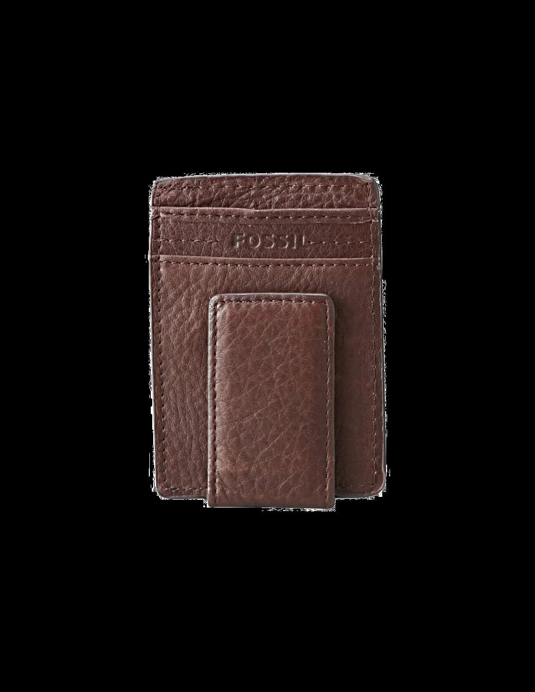 Porte carte magnétique Fossil en cuir marron