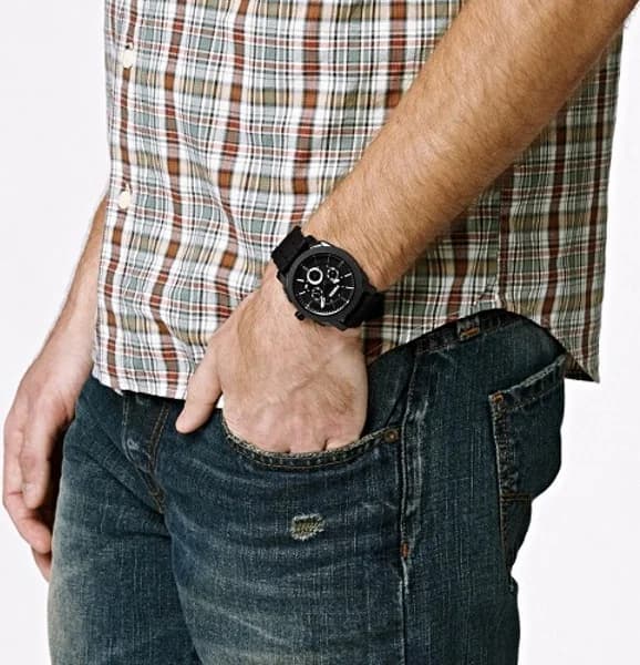 Fossil FS4487 Black Silicone Strap Men's Watch vue 3