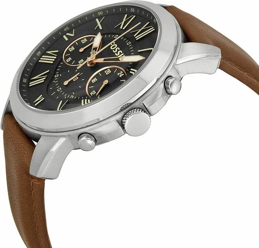 Fossil FS4813 Brown Leather and Black Dial Men's Watch vue 3