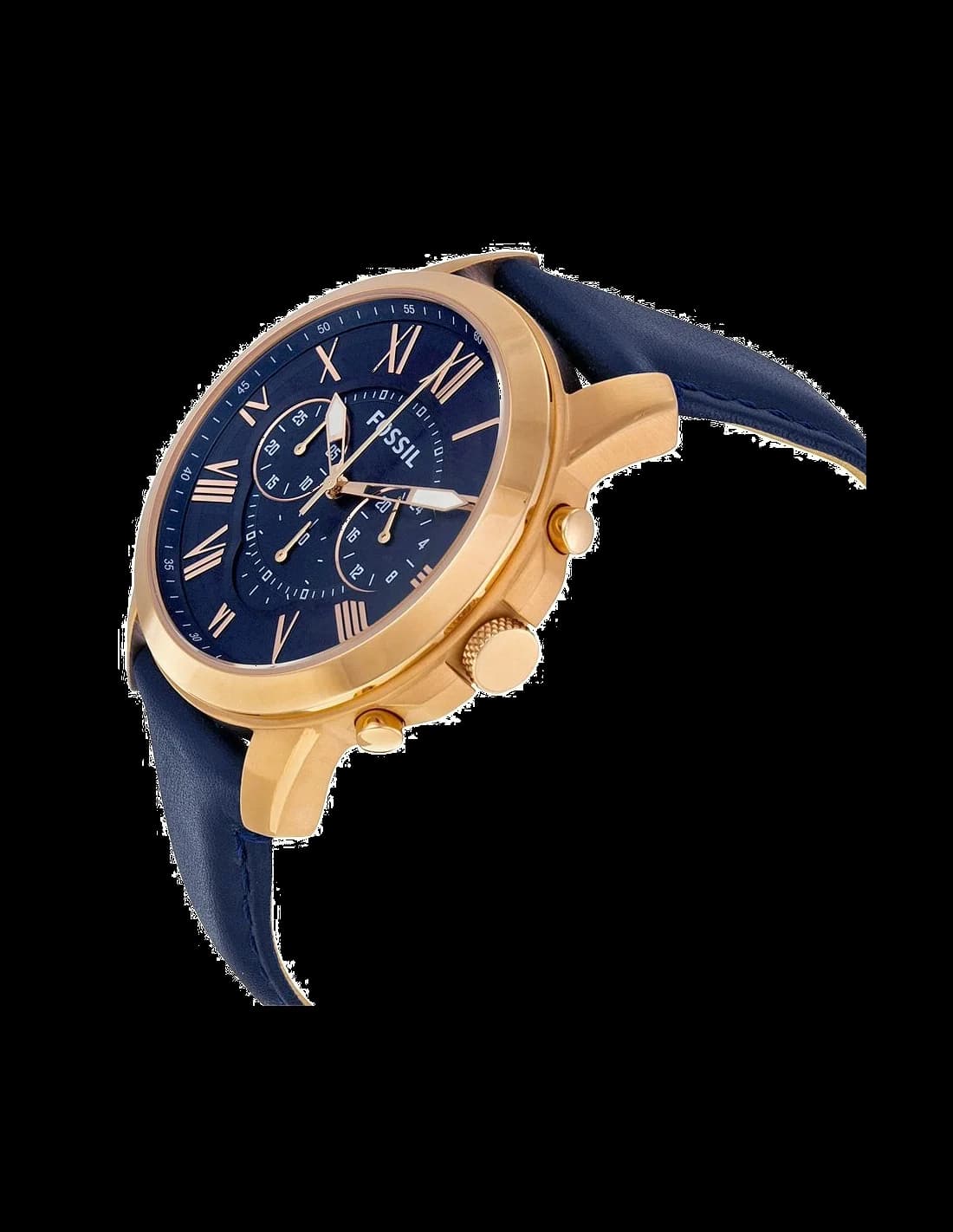 Montre Homme Fossil Grant FS4835 bracelet cuir bleu vue 3