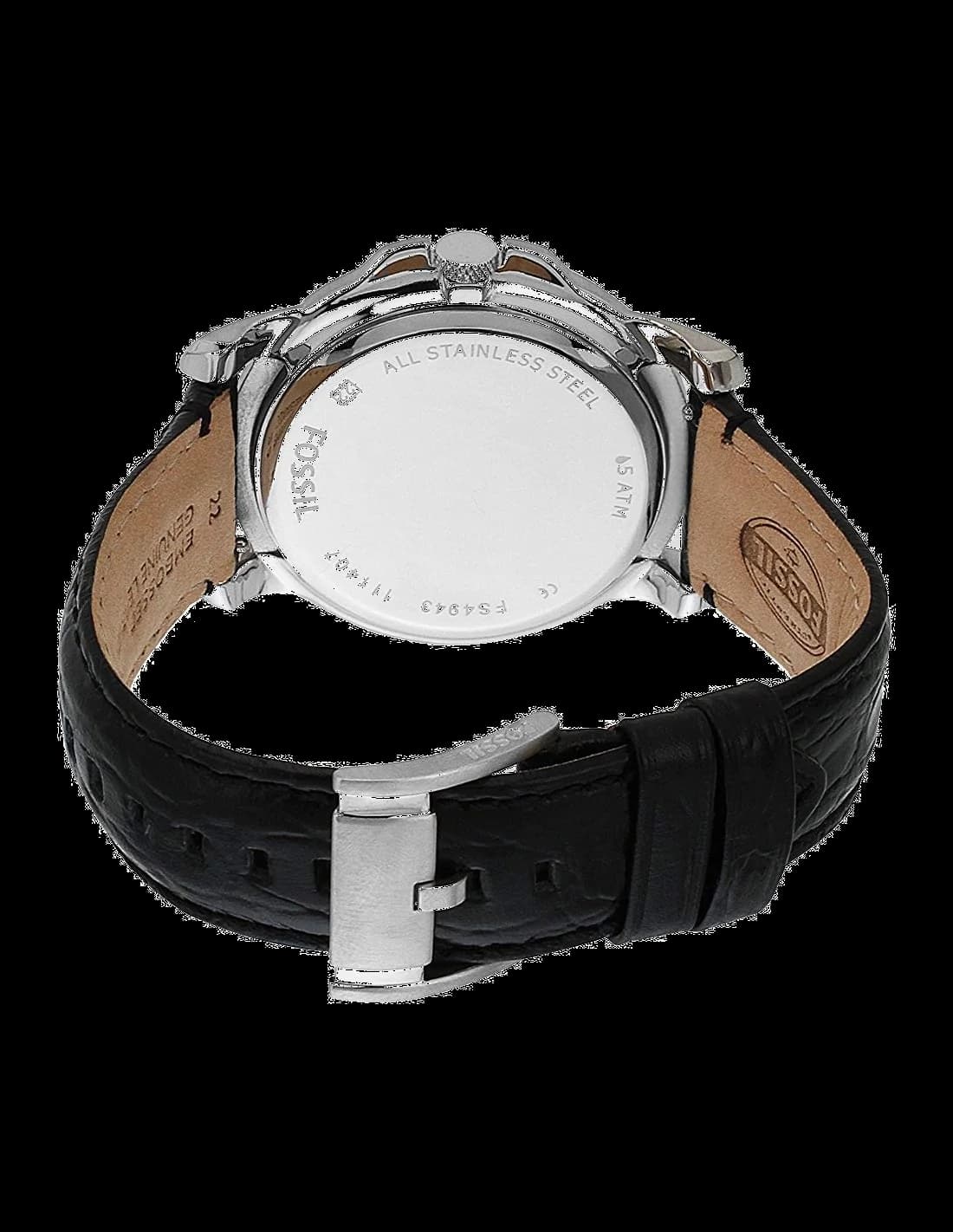 Fossil Grant FS4943 Black Ice Leather Strap Men's Watch vue 2