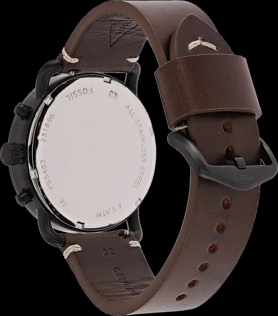 Fossil The Commuter FS5403 Brown Leather Strap Men's Watch vue 3