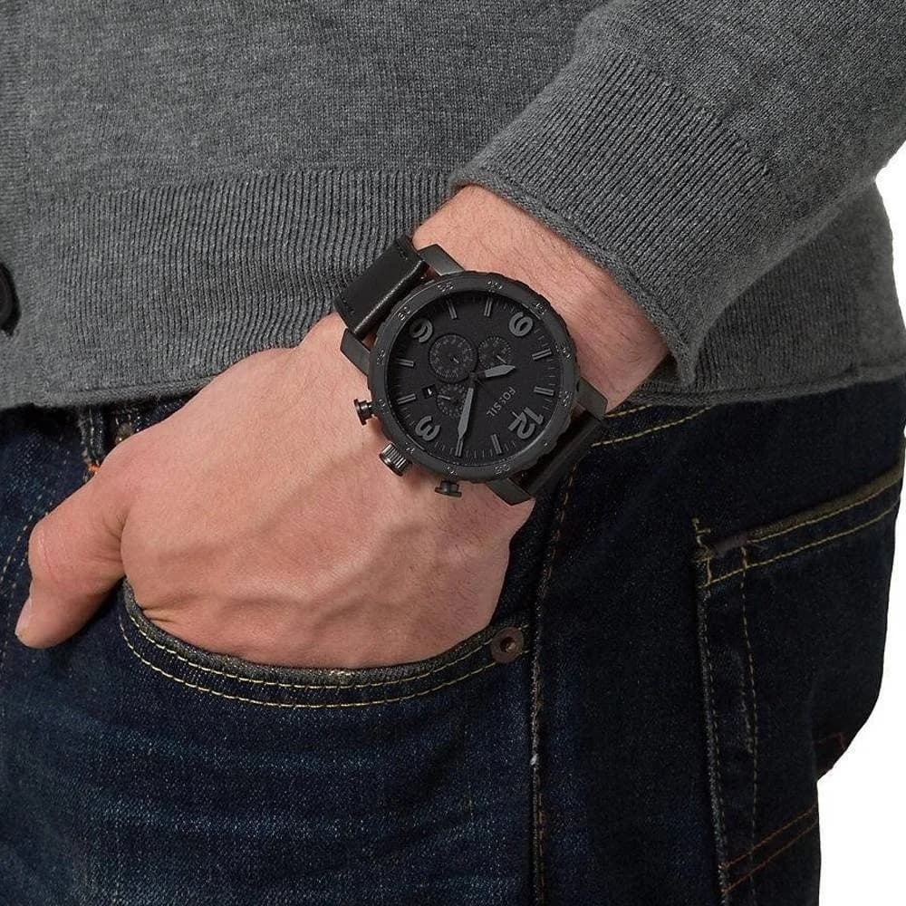 Montre Homme Fossil Nate JR1354 Chronomètre gun metal noir vue 4