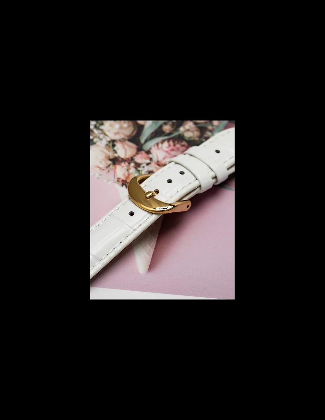 Bracelet de montre blanc glacé en cuir de vachette entre corne 18mm vue 2