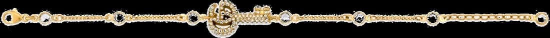 Bracelet Gucci clé double G en métal plaqué or plavé de cristaux vue 2