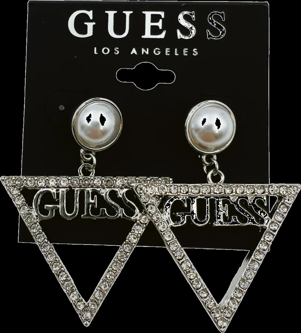 Boucles d'oreilles Guess triangle serties de cristaux en métal argenté