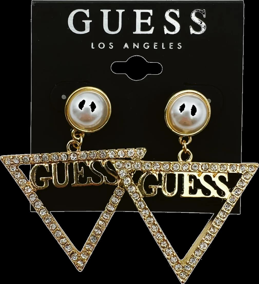 Boucles d'oreilles Guess triangle serties de cristaux en métal plaqué or