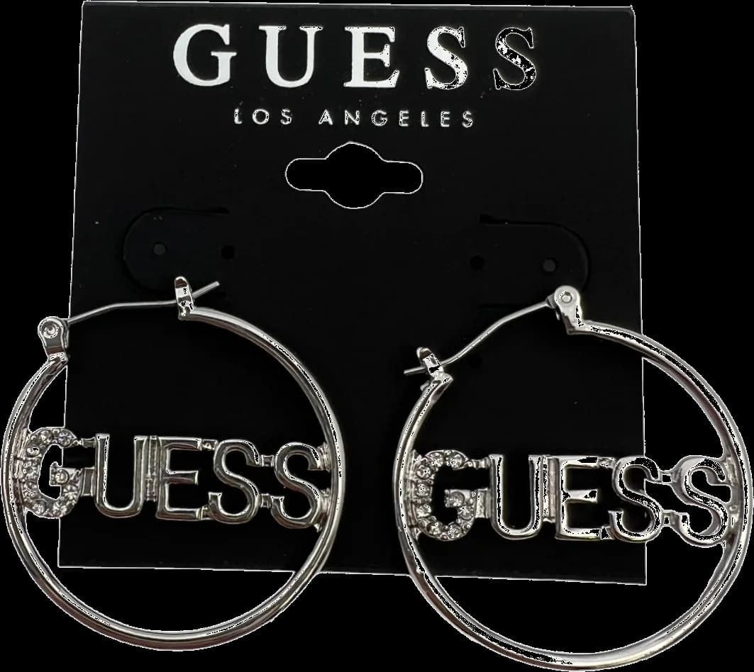 Boucles d'oreilles Guess rondes en métal argenté serties de cristaux vue 2