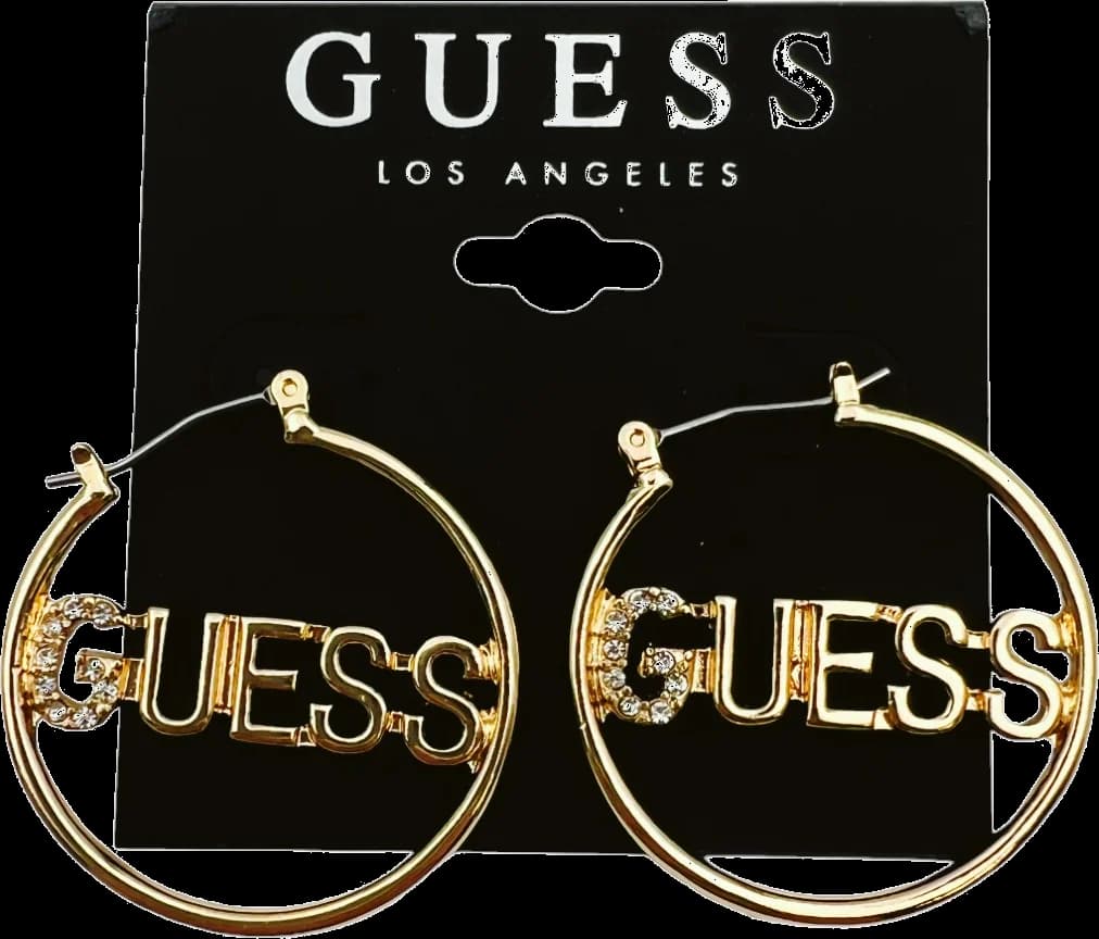 Guess Round Gold-Plated Stone-Set Earrings vue 2