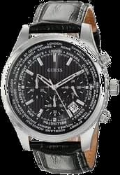 Guess W0500G2 Black Leather Strap Black Multi-Function Dial Men's Watch vue 2