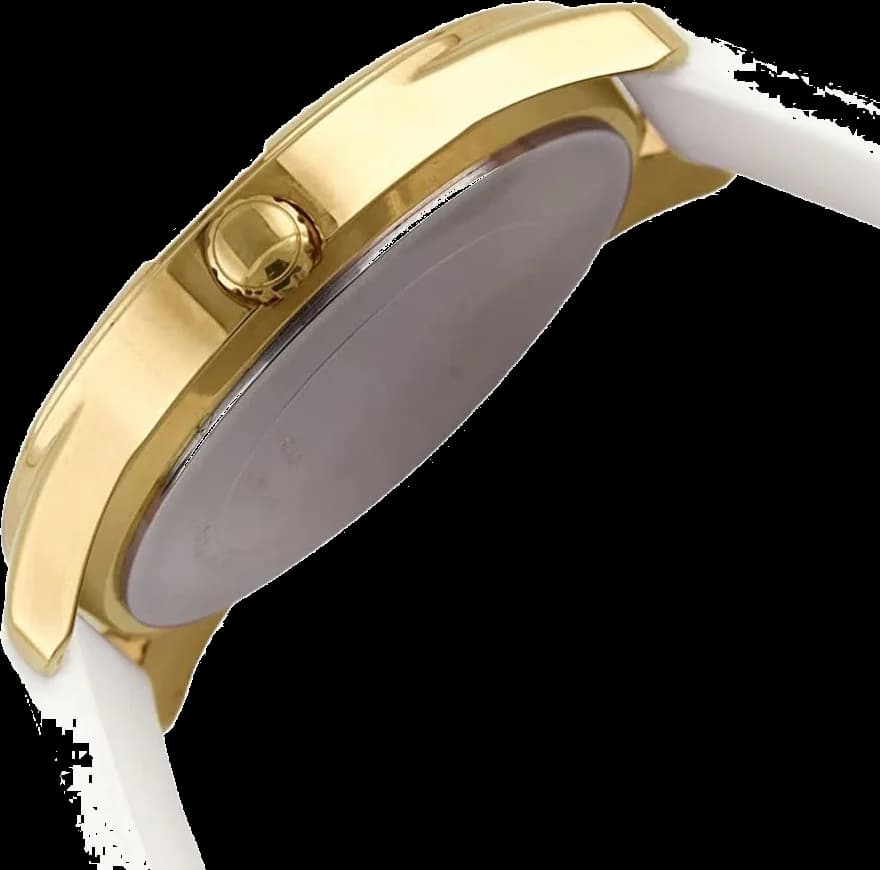 Guess W0911L7 White Silicone Strap and Gold Dial Watch vue 2