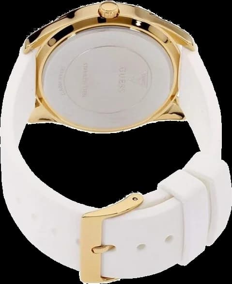 Guess W0911L7 White Silicone Strap and Gold Dial Watch vue 3