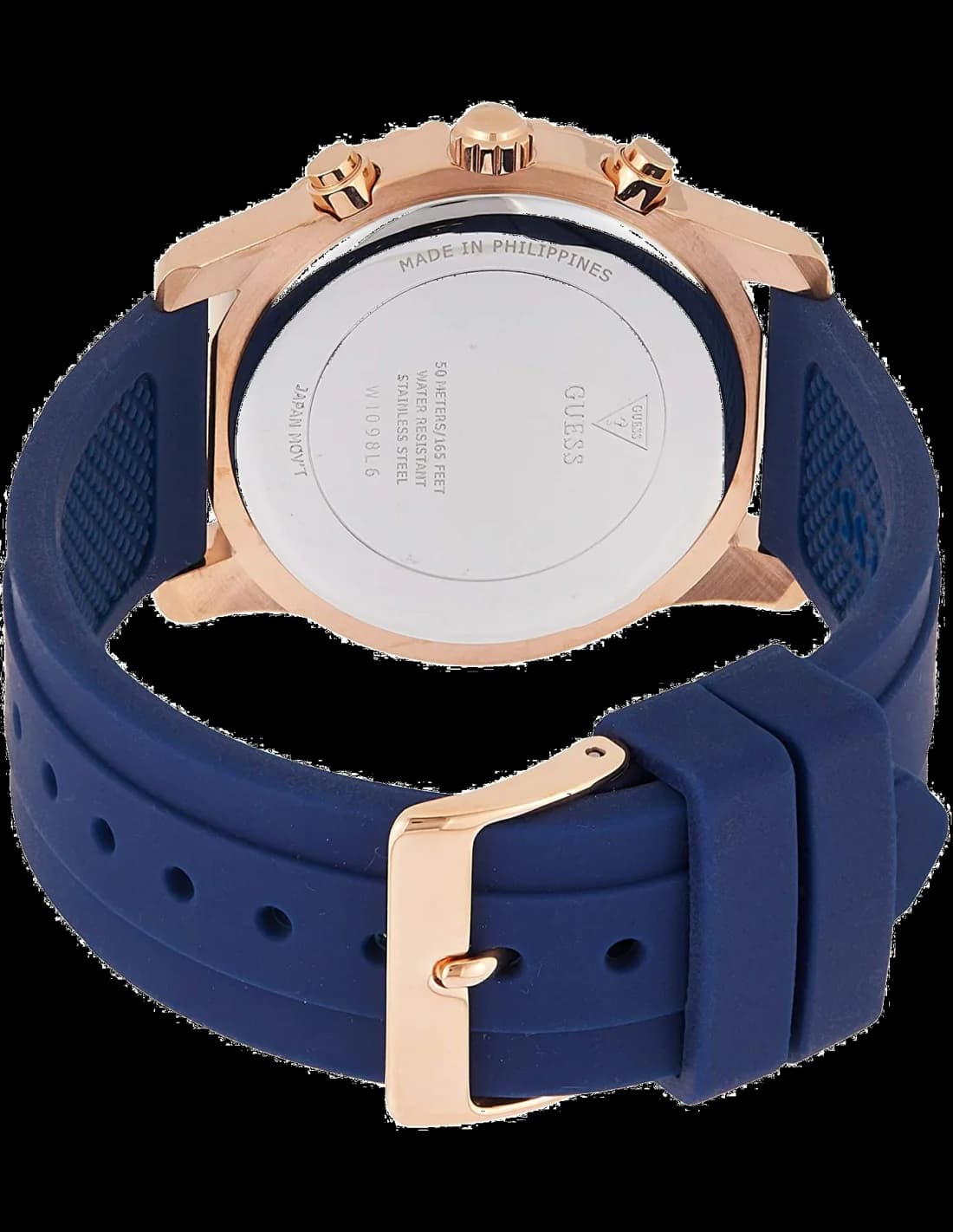 Guess W1098L6 Confetti Blue Silicone and Rose Gold Women's Watch vue 2