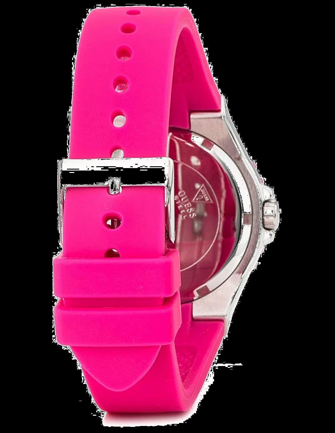 Guess W90084L2 Overdrive Fuchsia Resin Strap Women's Watch vue 2