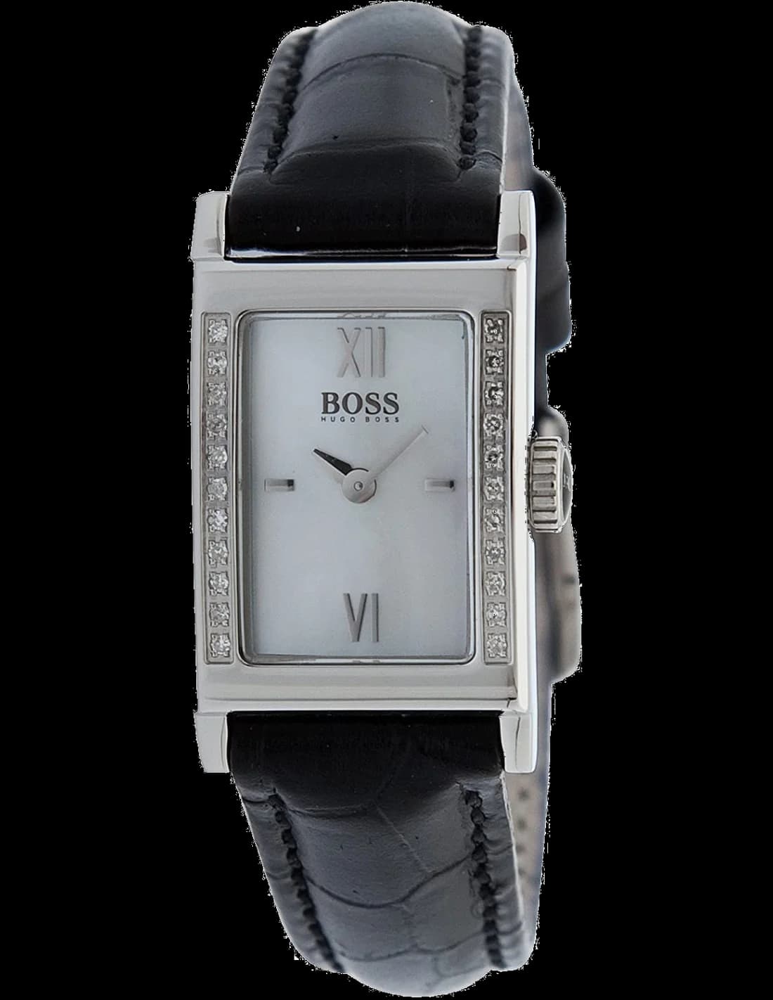 Montre femme Hugo Boss 1502192 Bracelet cuir fin et Boîtier allongé