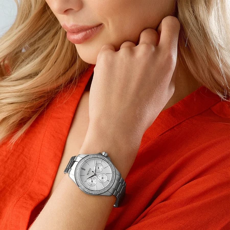 Hugo Boss 1502442 Steel Grey Dial Swarovski Crystal Watch vue 3
