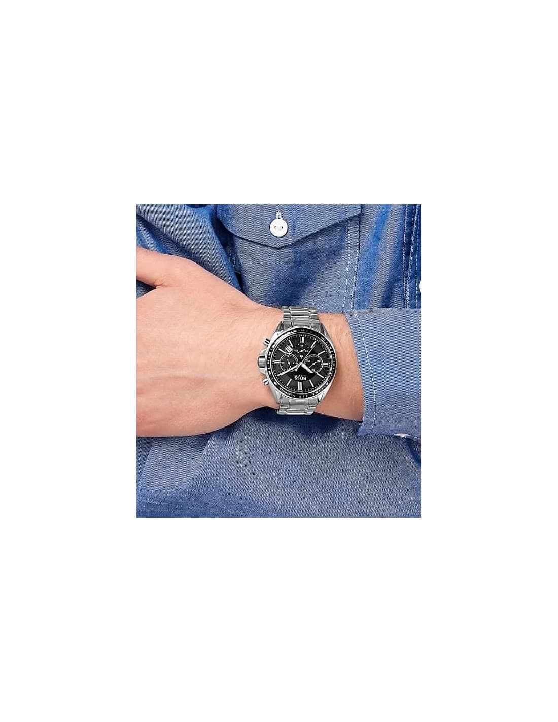 Montre Hugo Boss 1513080 en Acier Argenté avec Cadran Noir vue 4