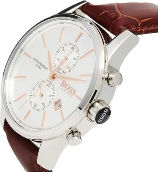 Hugo Boss 1513280 Grey Dial and Brown Leather Strap Watch vue 2
