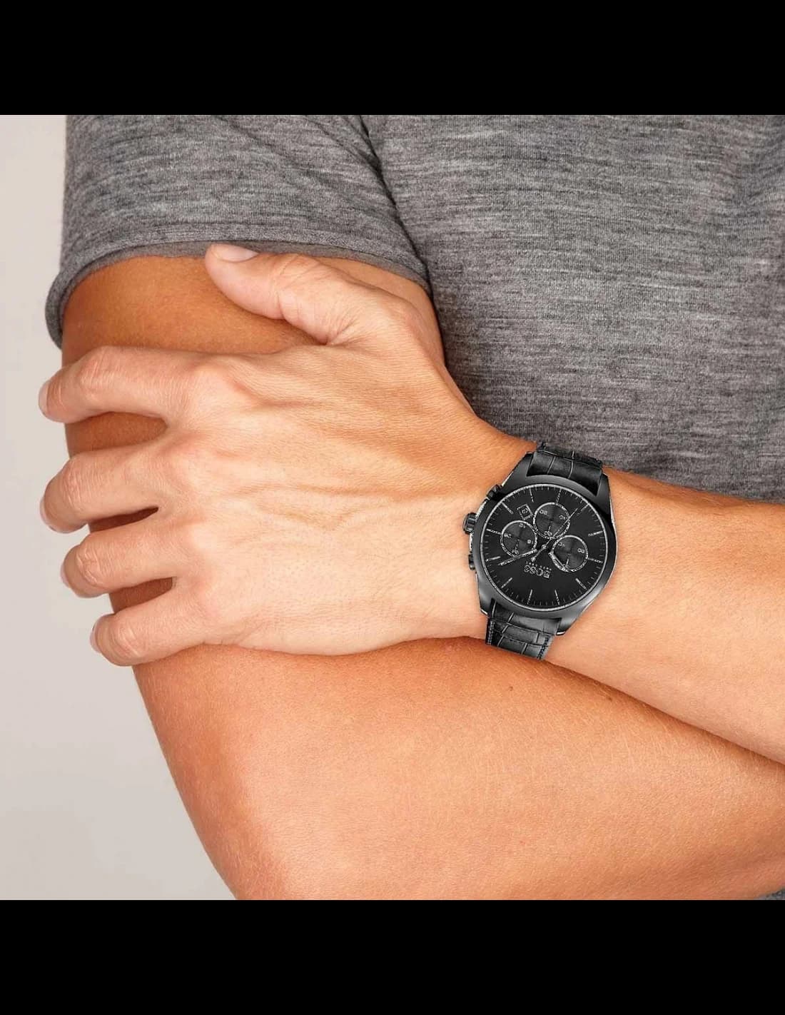 Montre Hugo Boss 1513367 Onyx Chronomètre Noir Bracelet Cuir vue 3