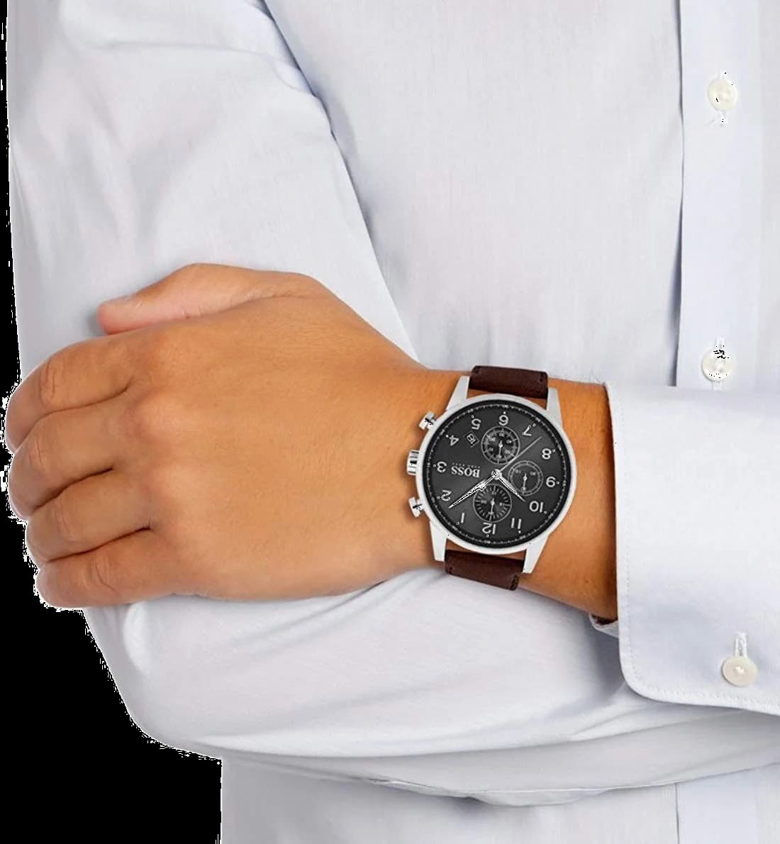 Hugo Boss 1513494 Navigator Chronograph Brown Leather Men's Watch vue 4
