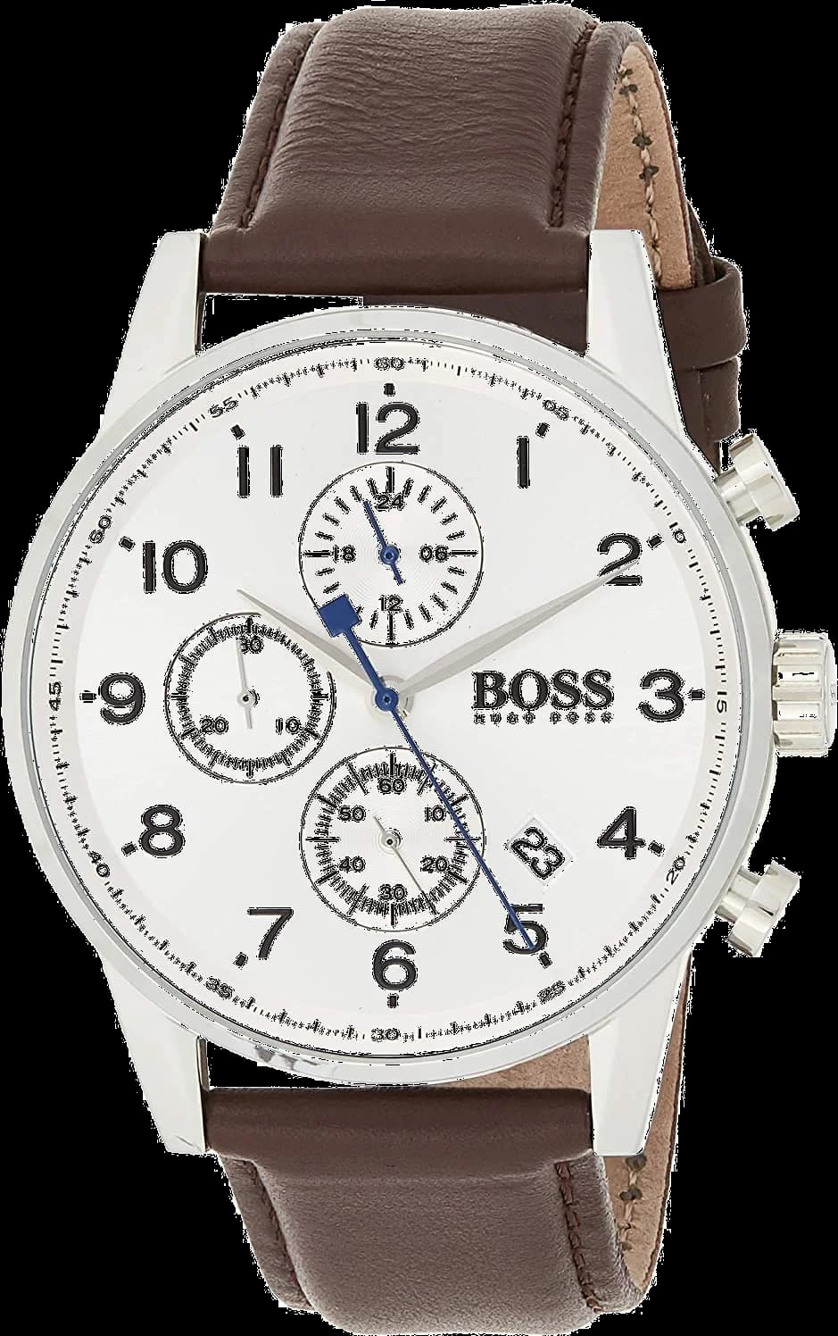 Hugo Boss 1513495 Navigator Grey Dial and Brown Leather Strap Men's Watch