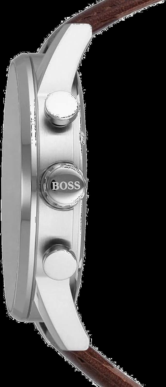 Hugo Boss 1513495 Navigator Grey Dial and Brown Leather Strap Men's Watch vue 2