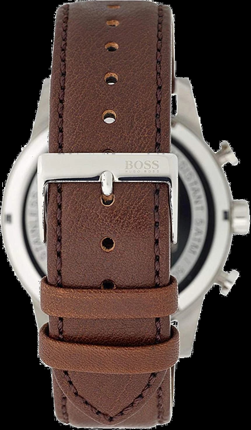 Hugo Boss 1513495 Navigator Grey Dial and Brown Leather Strap Men's Watch vue 3