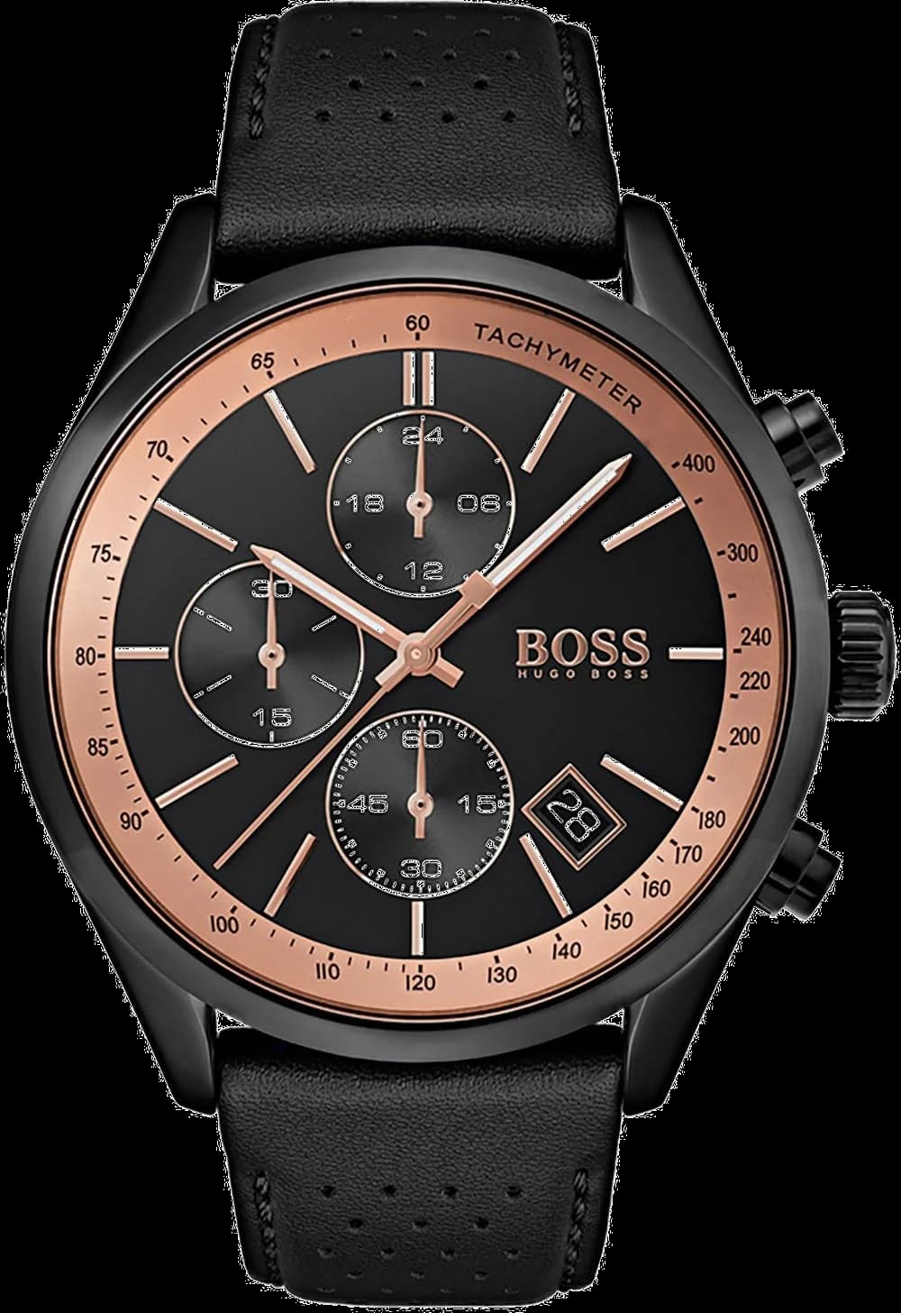 Montre Hugo Boss 1513550 Chronographe Bracelet Perforé Noir