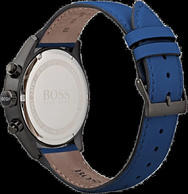 Montre Hugo Boss 1513563 Grand Prix Chronographe Acier et Cuir Bleu vue 2