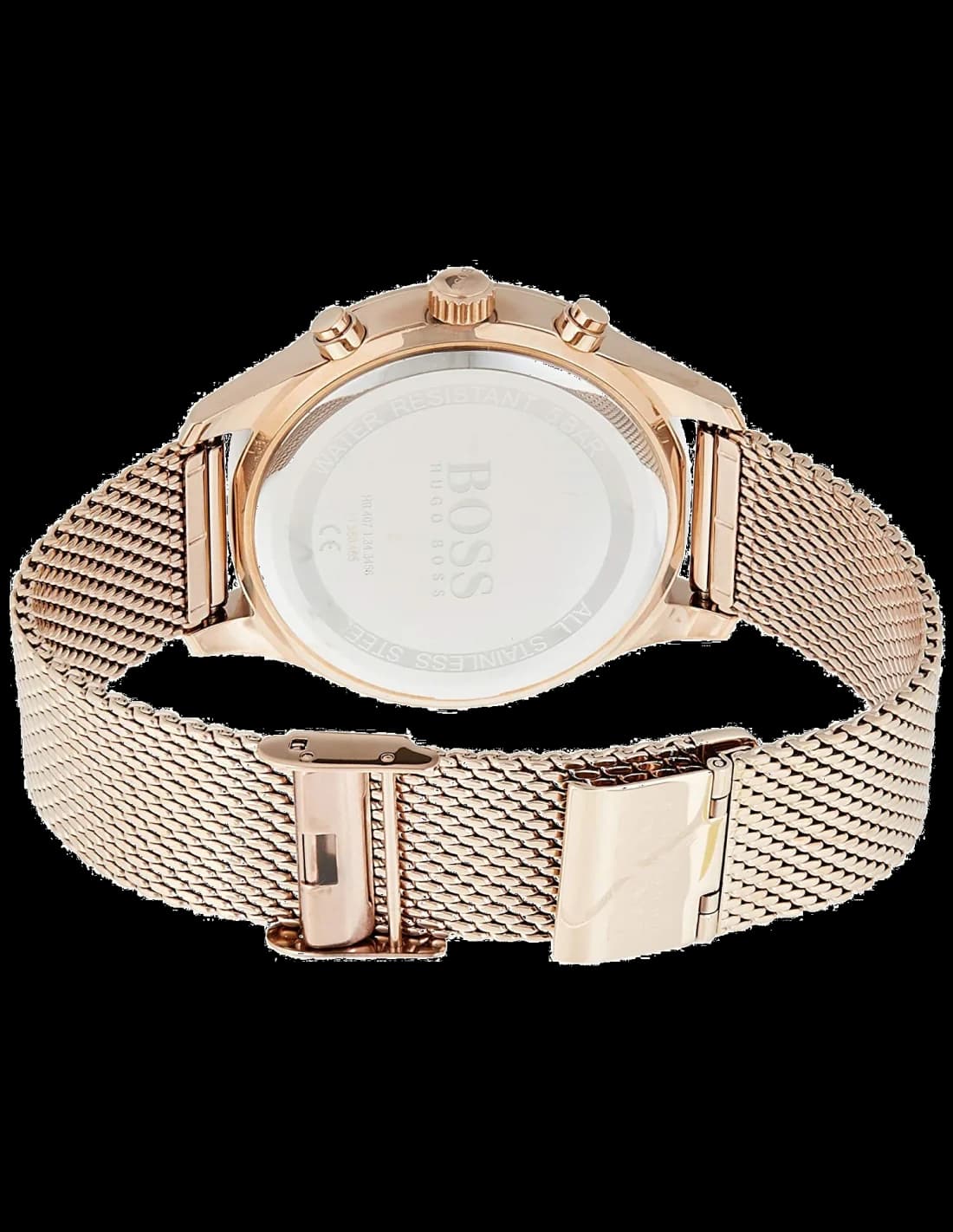Hugo Boss Integrity 1513806 Rose Gold Milanese Mesh Strap Black Dial Men's Watch vue 3