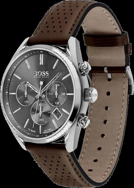Hugo Boss Champion 1513815 Brown Perforated Leather Strap Men's Watch vue 2