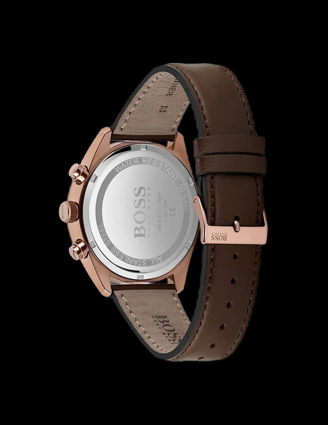 Montre Homme Hugo Boss Champion 1513817 bracelet en cuir perforé marron vue 3