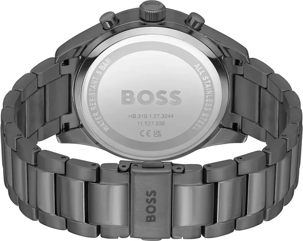 Montre Homme Chronographe Hugo Boss View 1513991 bracelet acier gris cadran noir vue 4