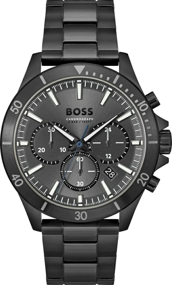 Montre Homme Hugo Boss Troper 1514058 bracelet acier noir cadran multifonctions